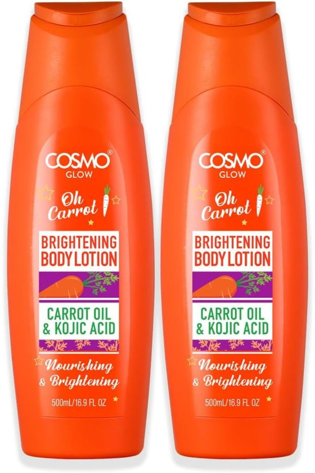 Glow Oh Carrot Brightening Body Lotion 500ml Pack Of 2 | Nourishing & Brightening Body Milk | Hydrating Formula | Non Greasy | Fast Absorbing | For All Skin Types | For Men & Women