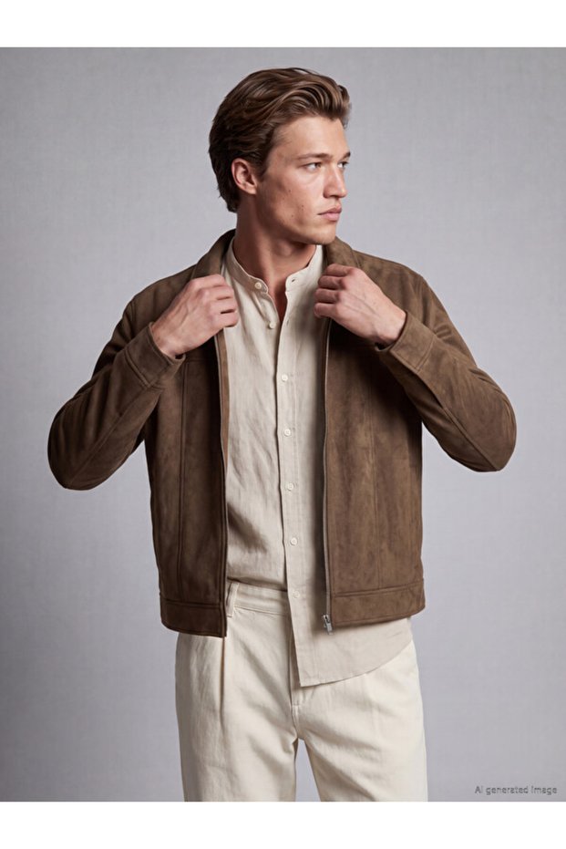 Quality Pieces from Çelebi Store Loose Fit Suede Look Men's Jacket