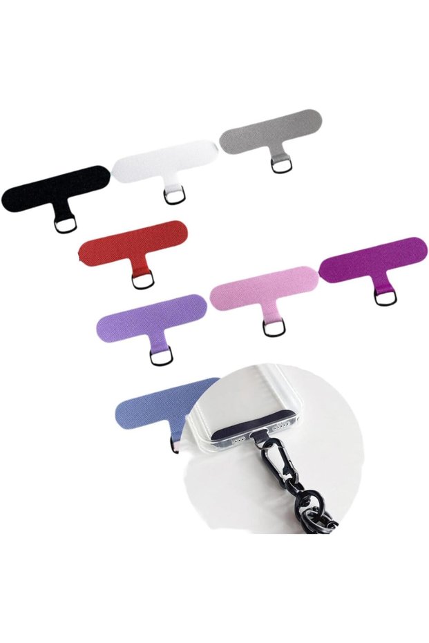 Universal Phone Lanyard Tether Tabs,8 Pieces,Metal Ring Replacement for Smartphone Safety Straps,Non-Adhesive Nylon TPU