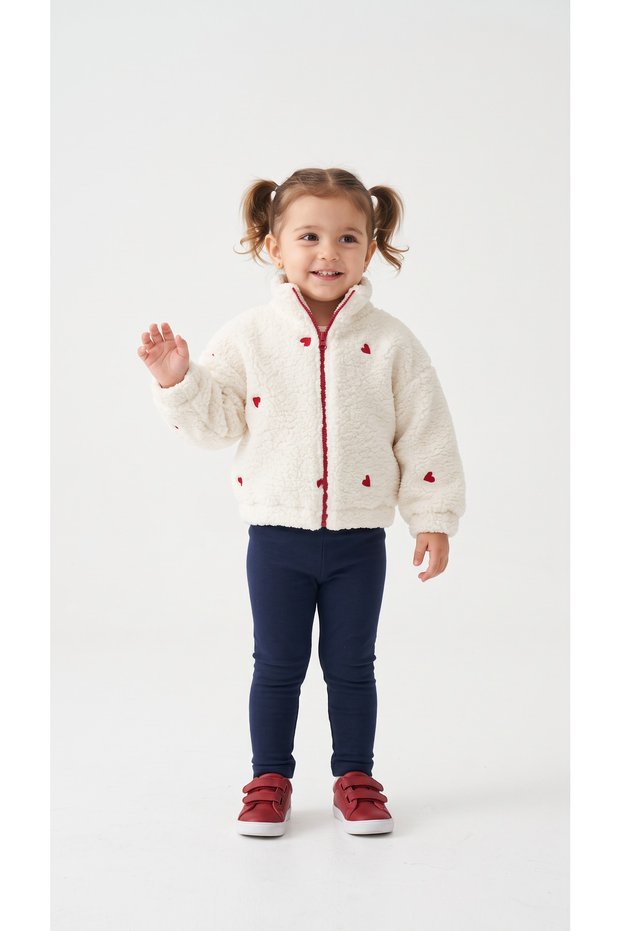 Heart Patterned Girl's Jacket