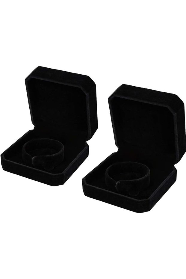 Black Velvet Jewelry Box for Bracelets,Rings and Earrings,Square Travel Storage and Display Case for Proposals and Weddings,9x9x4 cm