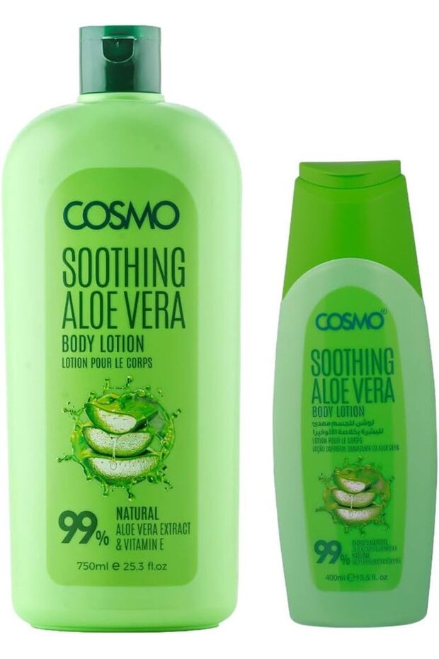Cosmo Skin Care 99% Soothing Aloe Vera With Vitamin E Body Lotion Pack Of 2 | Brightening, Moisturizing & Hydrating Body Milk For All Skin Types | Deep Hydration | Non Greasy | For Men & Women