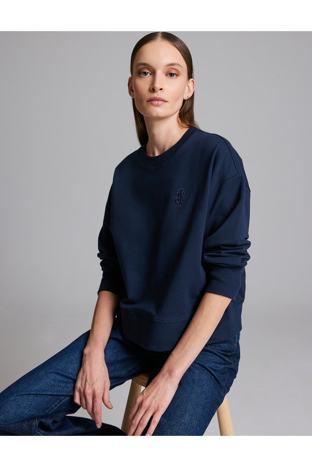 Navy Blue Oversize Sweatshirt 50333429-Vr033