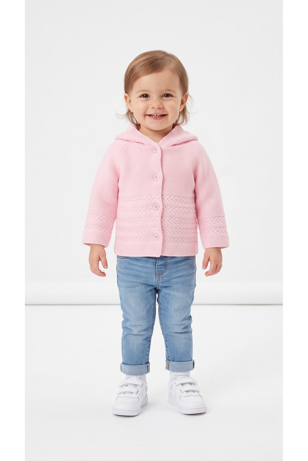 Buttoned Hooded Baby Girl Jacket