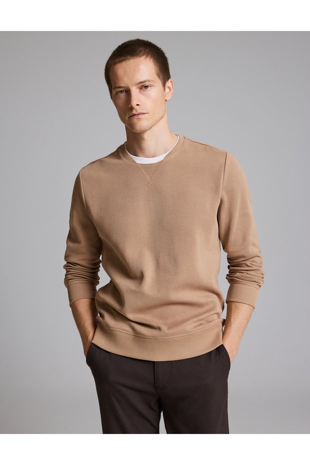 Camel Regular Fit 100% Cotton Crew Neck Sweatshirt 50331600-Vr015