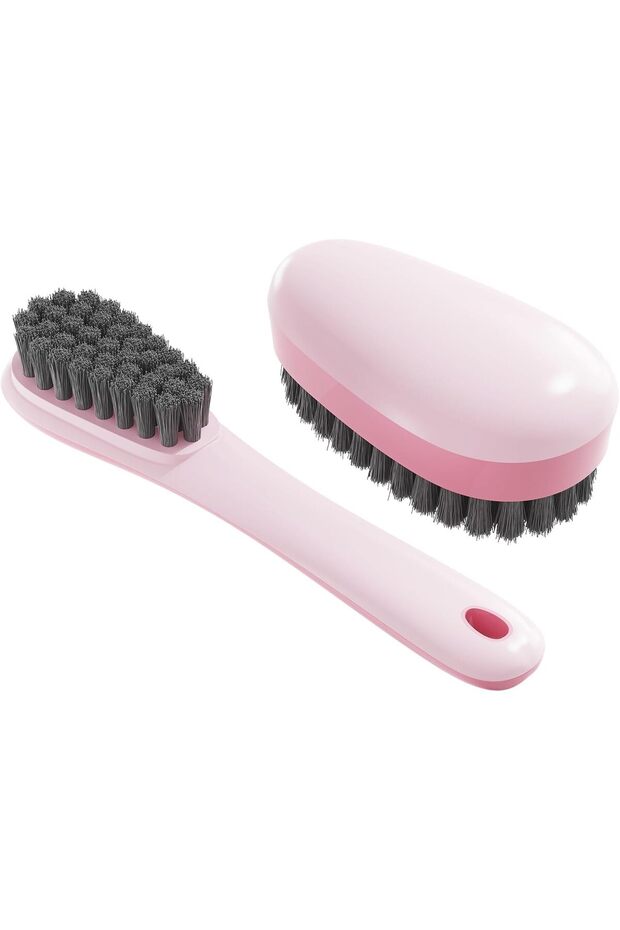 Soft Cleaning Brush Set for Shoes and Clothes,2 Pieces,Pink