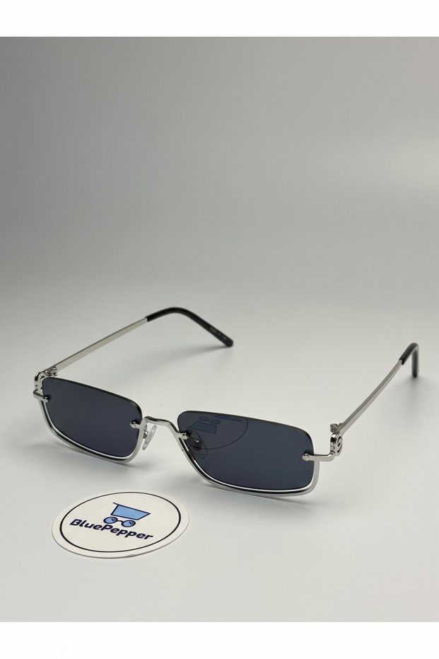 Gupp V2 Black Sunglasses Rectangular Silver Frame 55-17-140 Ekartman