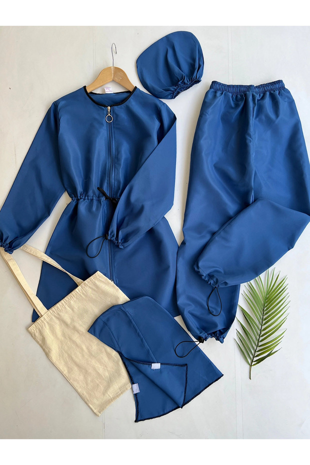 Hijab Swimsuit Double Set - Petrol Blue