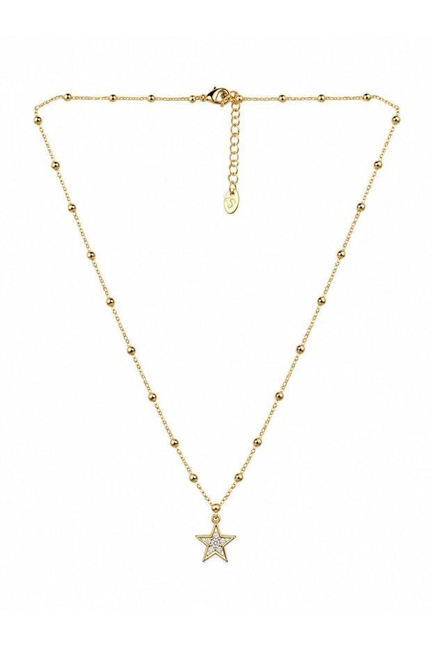 Star Figured Ball Chain Gold Necklace
