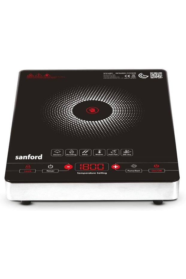 Single Burner Infrared Cooker,2200W,Ceramic Heating Element, Touch Control, 12 Power Levels, 4-Hour Timer, Safety Auto Shut-off, Compatible with All Cookware (Model: SF5160IC)