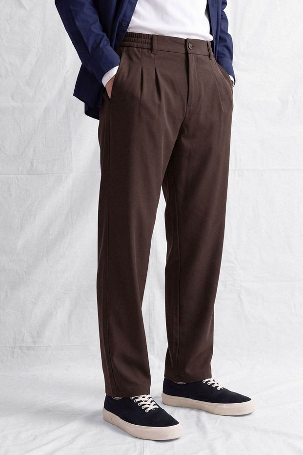 Men's Nogo Regular Fit Fabric Trousers Coffee Color