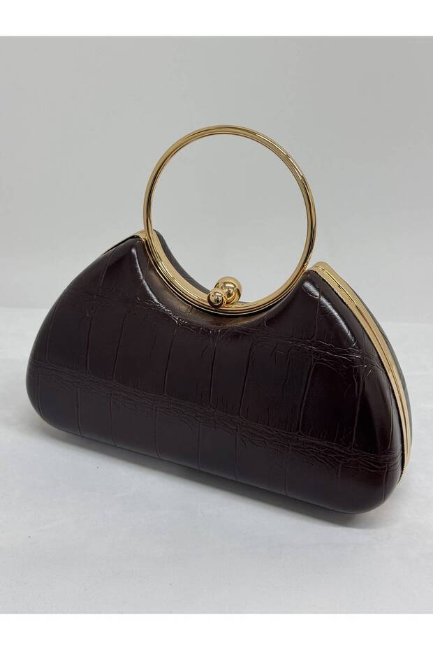 Beegi Croco Brown Women's Evening Dress Clutch Chained Portfolio Wedding Event Night Bag