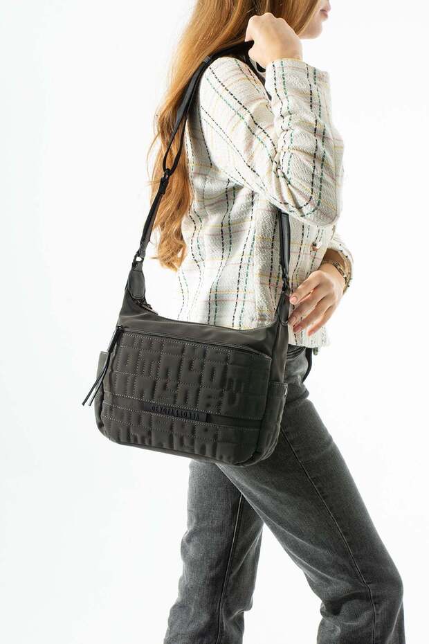 Soft Touch Premium Gummy Fabric, Women's Shoulder Bag - Gray Model: (D&L-14-20D)