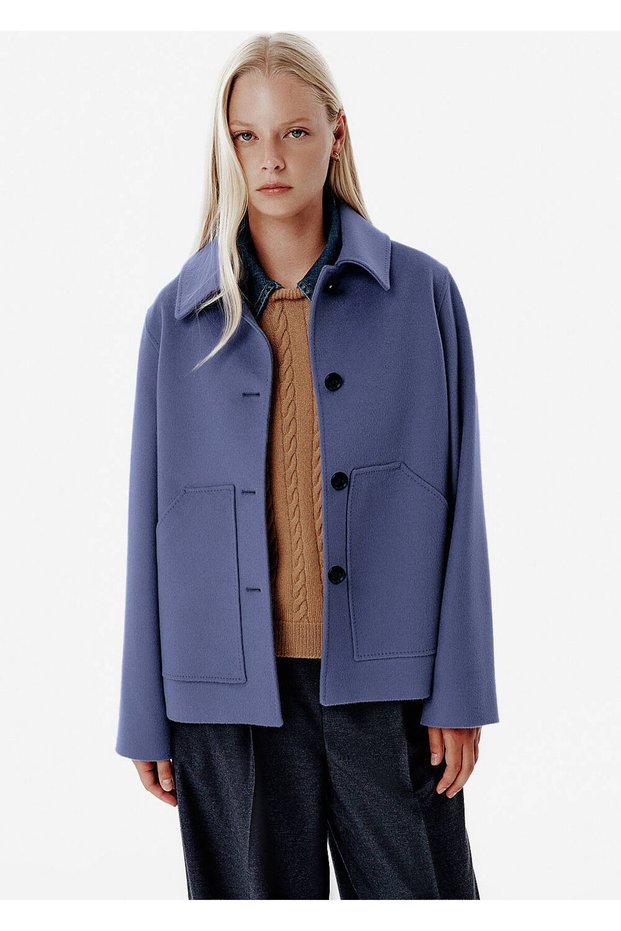 Relax Fit Pocket Detail Blue Coat