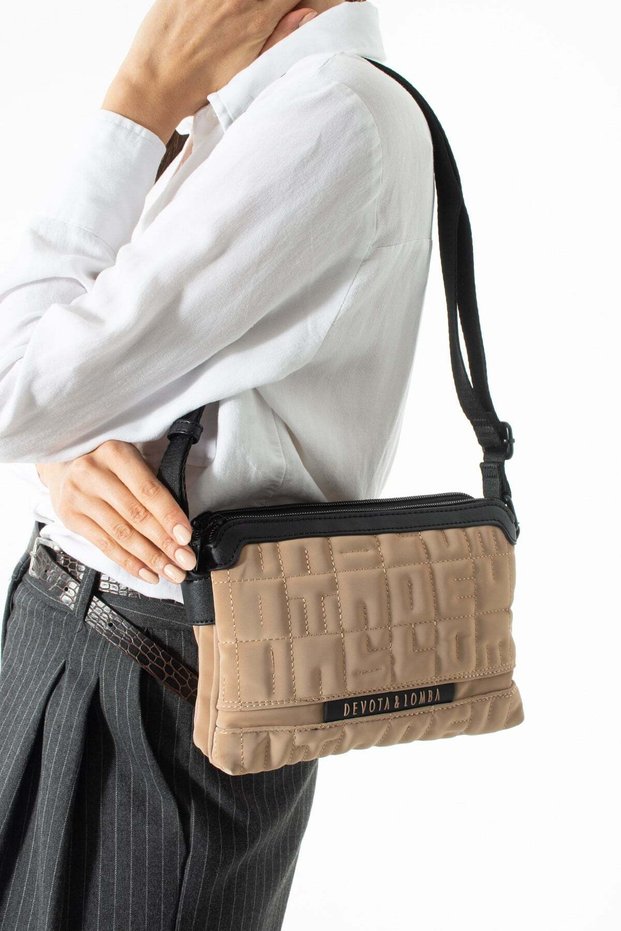 Soft Touch Premium Gummy Fabric, Women's Shoulder Bag - Brown Model: (D&L-14-20F)