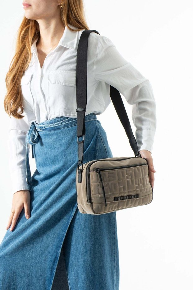 Soft Touch Premium Gummy Fabric, Women's Shoulder Bag - Mink Model: (D&L-14-20E)