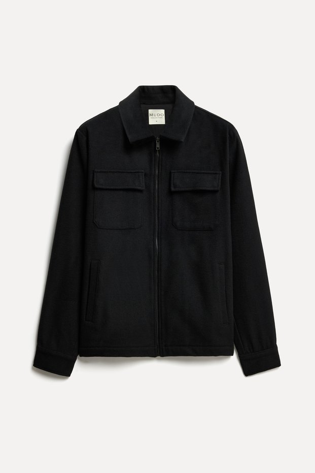 Men's Black Zippered Regular Fit Jacket