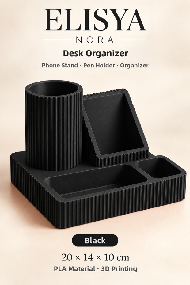 Desk Organizer with Phone Stand, Pen Holder and Multiple Compartments 20 × 14 × 10 cm