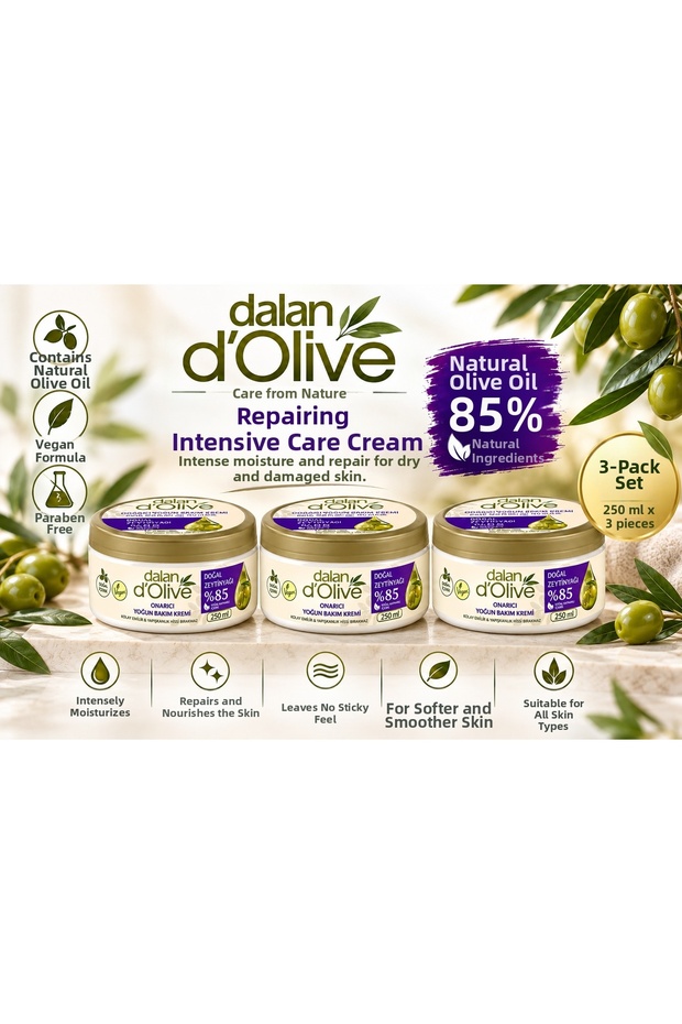Repairing Intensive Care Cream Jar 250 ml Set of 3 Care from Nature