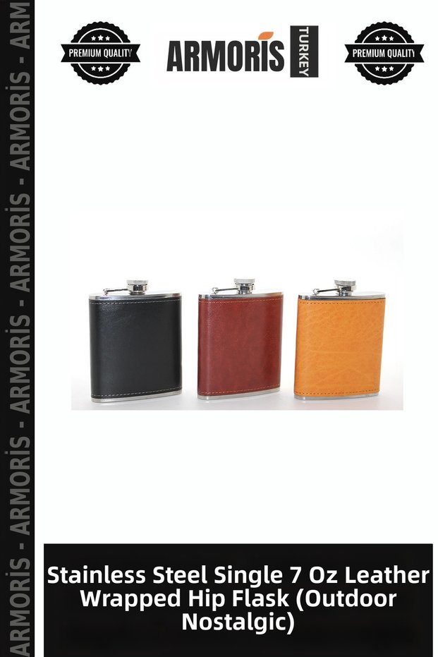 Stainless Steel Single 7 oz Leather Flask Leather Covered Outdoor Nostalgic Flask