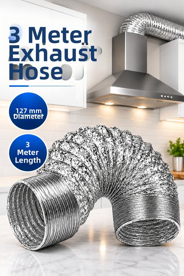 Aspirator Hood Pipe 127 mm Diameter 3 Meters Flexible Aluminum Ventilation Pipe
