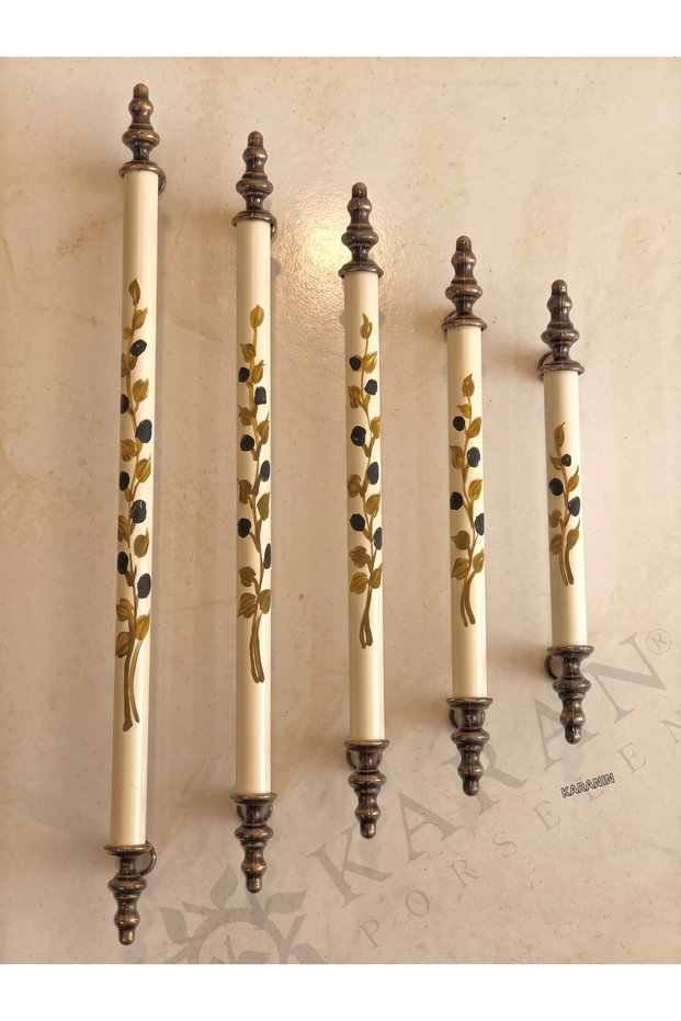 Hand Painted Olive Pattern Pipe Handle for Cabinet, Drawer, Wardrobe, Kitchen Handle 224/192/160/128/96mm