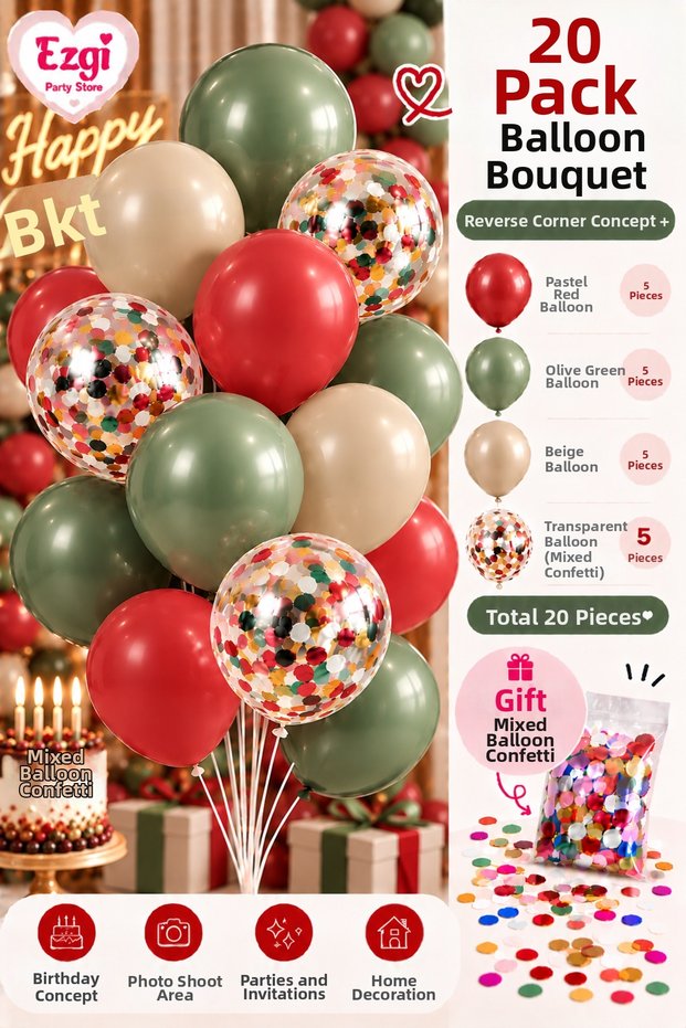 20-Piece Balloon Bundle Birthday Celebration Set Colorful Party Balloons and Decorations Balloon Set