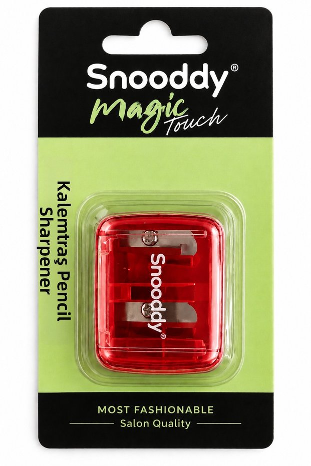 Makeup Pencil Sharpener - Suitable for All Pencils - with Cover - Red