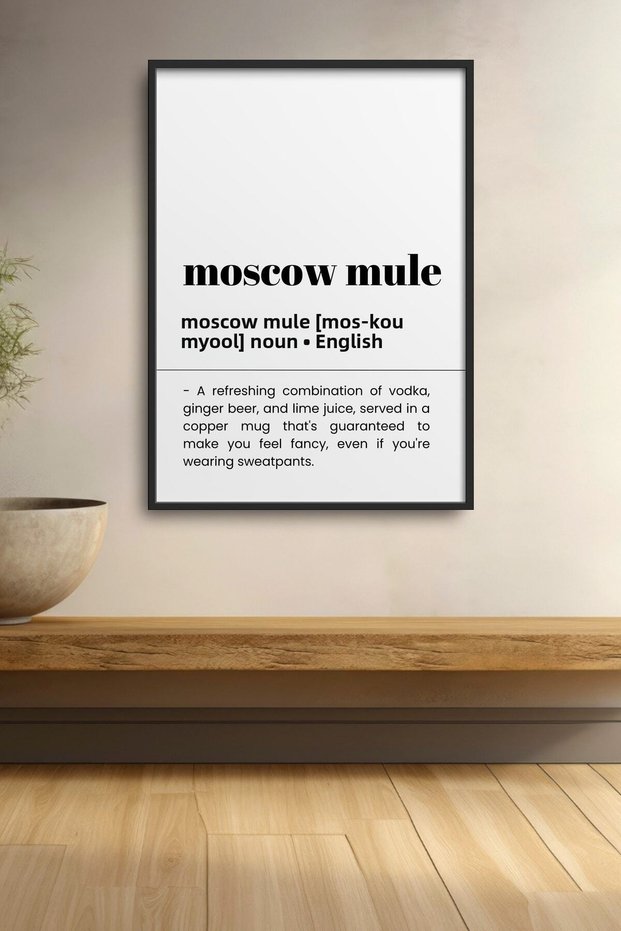 Moscow Mule Cocktail Dictionary Definition Framed Chart Cocktail Poster Bar Kitchen Decor Kok60