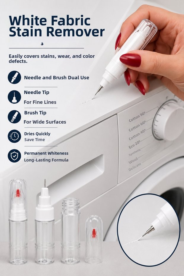 White Goods Touch-Up Paint 20 ml - Double-Ended with Needle and Brush Refrigerator Washing Machine Oven Dishwasher Scratch Remover