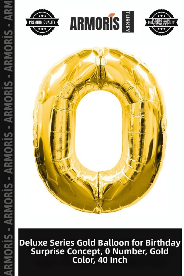 Delux Series Gold Ornament Birthday Surprise Concept 0 Number Foil Balloon Gold Color 40 Inch