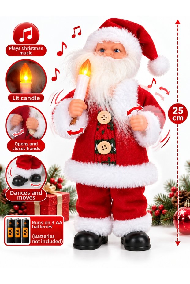 Partymix 25 cm Musical Dancing Moving Lighted Santa Claus Christmas Decoration