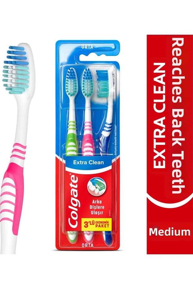 Extra clean dilute cleaner middle toothbrush extending to back teeth 2+1
