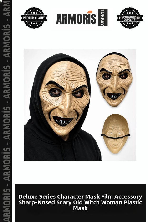 Delux Series Character Mask Movie Accessory Pointed Nose Scary Old Witch Woman Plastic Mask