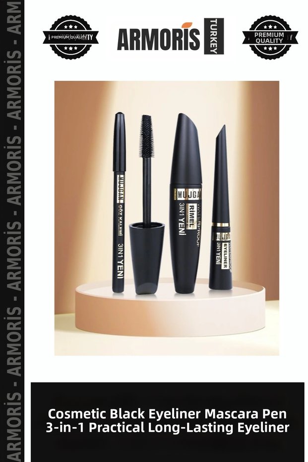 Cosmetics Black Eyeliner Mascara Pen 3 in 1 Practical Eye Liner Lasting