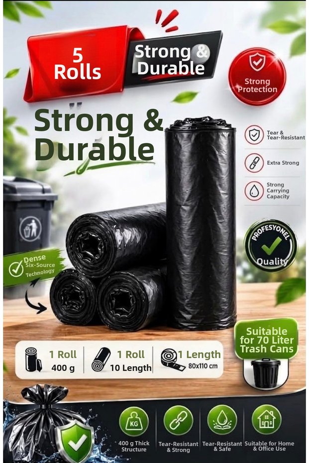 Thick Jumbo Size Garbage Bags 10Pcs 5 Pack Size: 80X110