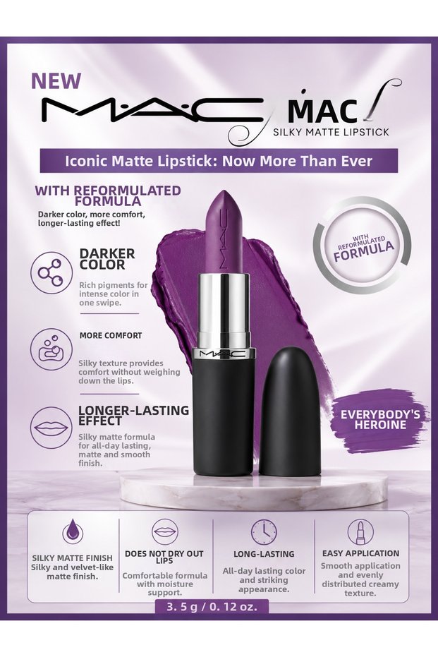 M·A·Cximal Silky Everyday's Heroi̇ne 3.5 g – Velvet Matte Finish and Lip Comforting Lipstick