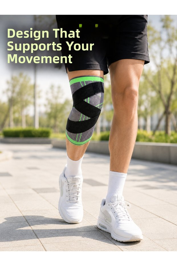 Sports Knee Brace with Cross Band Support, Breathable, Flexible Knitted Knee Brace -