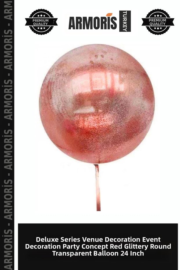 Delux Series Venue Decoration Event Decoration Party Concept Red Glitter Round Transparent Balloon 24 Inch