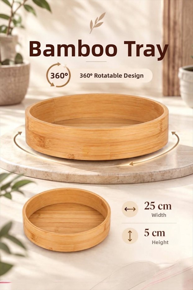 Bamboo 25 cm Rotating Bowl 2443 Decorative Presentation Plate