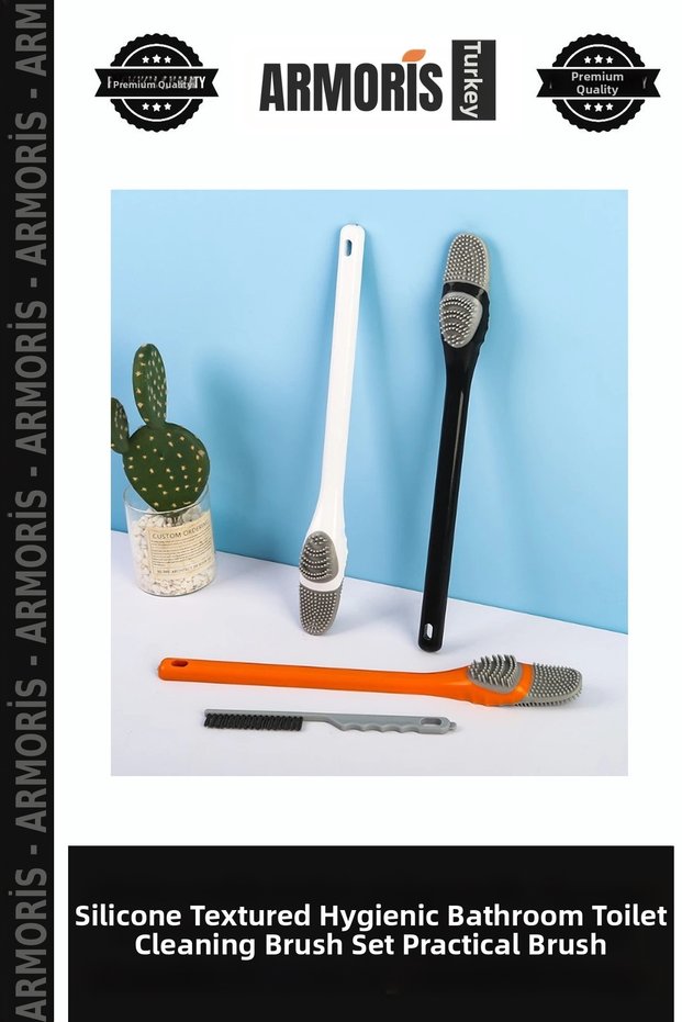Silicone Serrated Hygienic Bathroom Toilet Cleaning Brush Set Toilet Cleaning Practical Brush