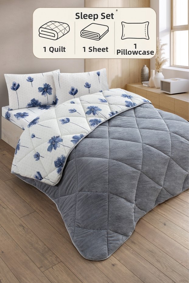 Nordelle Single Wellsoft Quilt Sleeping Set Single Sleeping Set with Elastic Sheet + Pillowcase