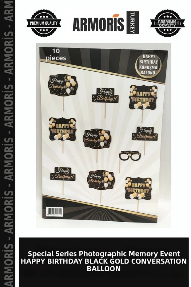Special Series Photographic Commemorative Event Happy Brithday Black Gold Talk Bubble