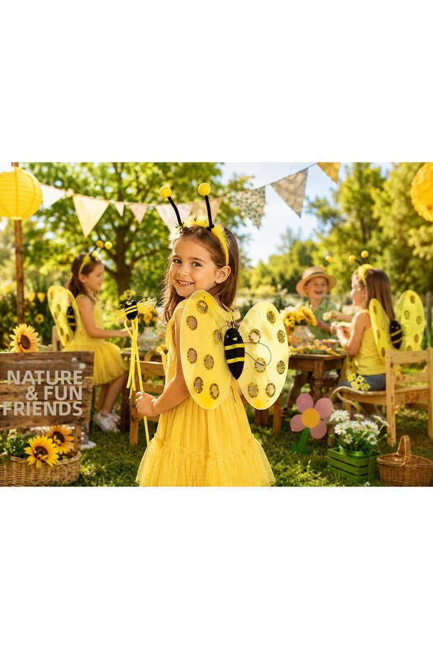 Luxury Bee Costume Wing Set Crown Wing Scepter Set Children Party Show Costume Accessory