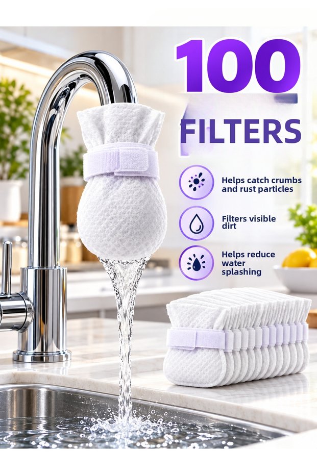 100 Pieces of Faucet Tip Filter Cloth – Practical Water Filter with Velcro, Helps to Trap Sediment and Rust Particles, Filter Set