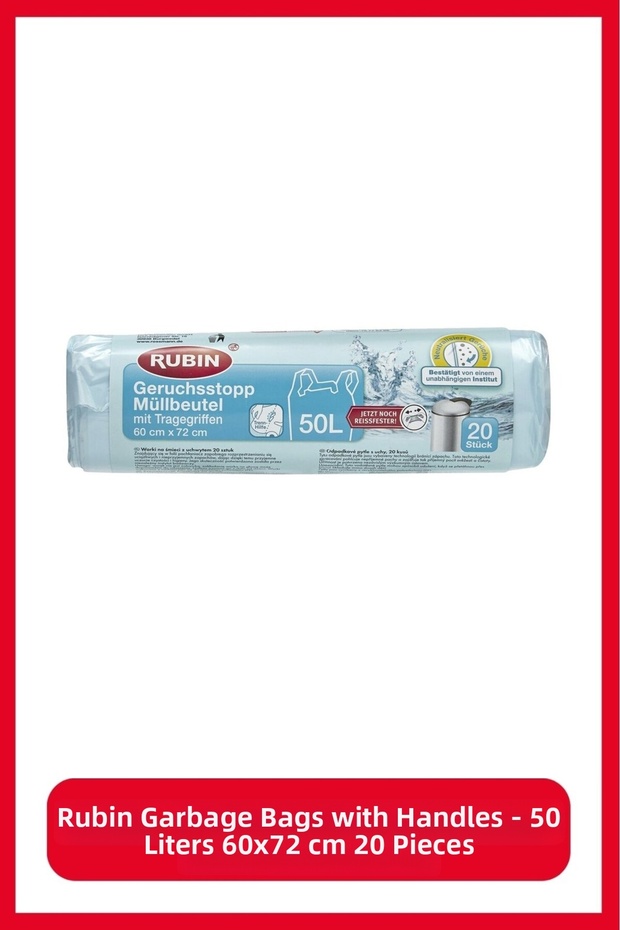 Garbage Bag with Handle - 50 Liters 60x72 Cm 20 Pieces