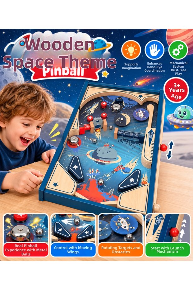 Wooden Space Themed Pinball