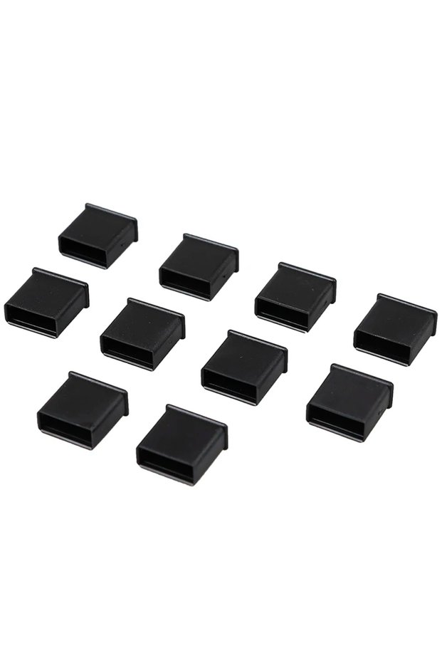 Black 10pcs Silicone Data Cable Charging Port Protective Cover Anti Dust Stopper Cap for IOS Type C