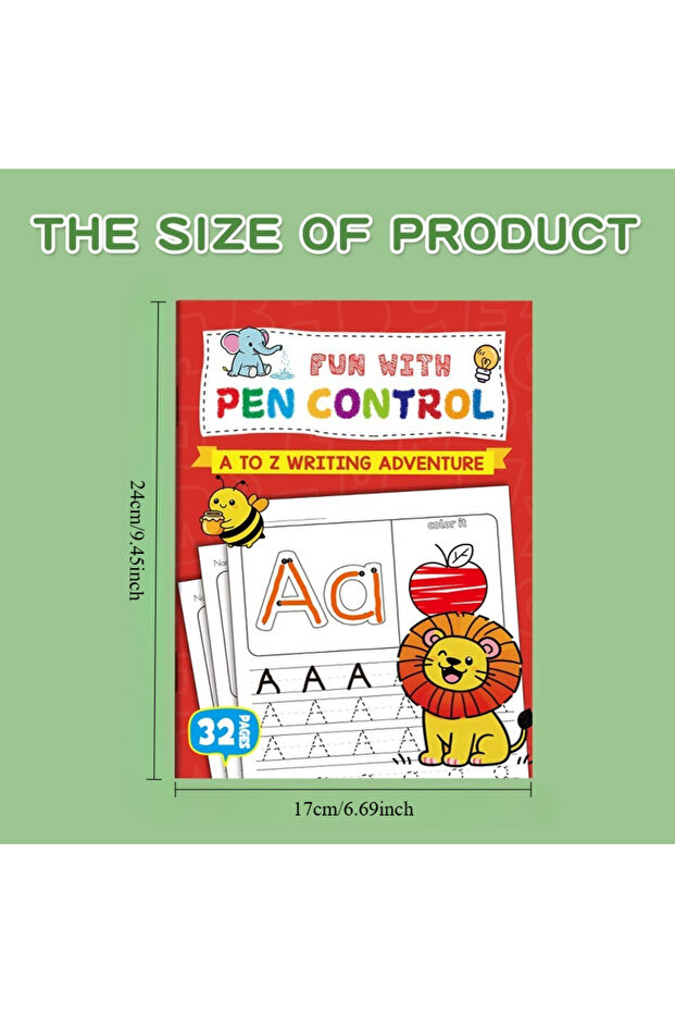 English Letter-1pack 32-Page English Alphabet Writing Workbook with Colorful Letter Practice-A-Z Low