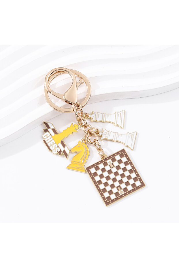 E10608 1pc Intellectual Chess Piece Knight Queen Chessboard Enamel Alloy Keychain Bag Charms Key Rin